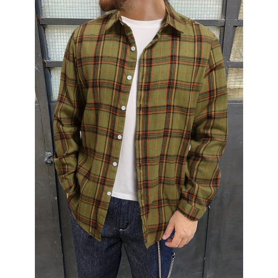 Plus Size Men's Plaid Shirt Oversized Long Sleeve Shirt For Fall Winter, Men's Clothing Plus Size Men's Plaid Shirt Oversized Long Sleeve Shirt For Fall Winter, Men's Clothing