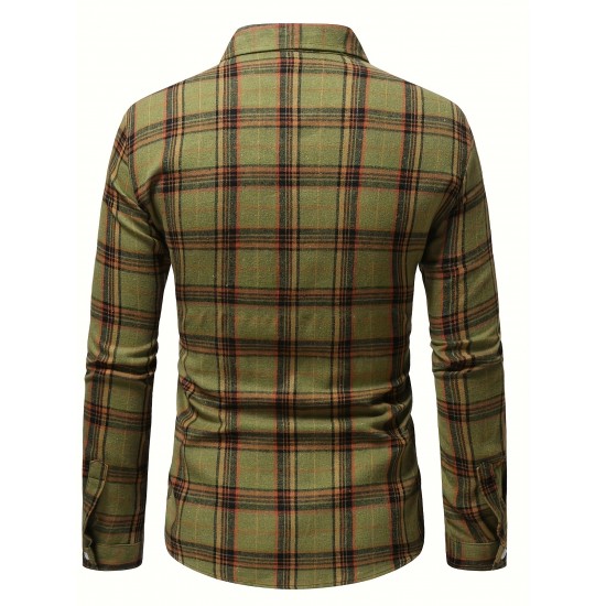 Plus Size Men's Plaid Shirt Oversized Long Sleeve Shirt For Fall Winter, Men's Clothing Plus Size Men's Plaid Shirt Oversized Long Sleeve Shirt For Fall Winter, Men's Clothing