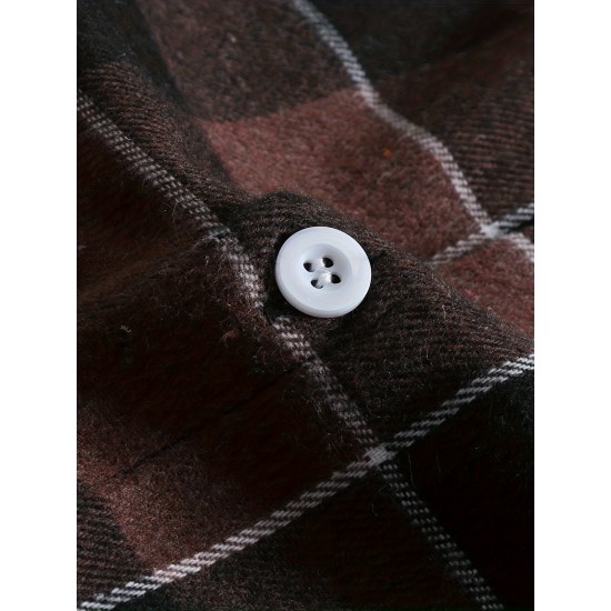 Plus Size Men's Plaid Shirt Oversized Long Sleeve Shirt For Fall Winter, Men's Clothing Plus Size Men's Plaid Shirt Oversized Long Sleeve Shirt For Fall Winter, Men's Clothing