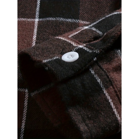 Plus Size Men's Plaid Shirt Oversized Long Sleeve Shirt For Fall Winter, Men's Clothing Plus Size Men's Plaid Shirt Oversized Long Sleeve Shirt For Fall Winter, Men's Clothing