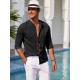 1pc Men'S Casual Crew Neck Long Sleeve Button Down Shirt - Solid Color Rayon/Viscose Blend, Non-Stretch Fabric, Woven Cuban Guayabera Beach Shirt for Spring/Fall, Plus Size 1pc Men'S Casual Crew Neck Long Sleeve Button Down Shirt - Solid Color Rayon/Viscose Blend, Non-Stretch Fabric, Woven Cuban Guayabera Beach Shirt for Spring/Fall, Plus Size