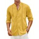1pc Men'S Casual Crew Neck Long Sleeve Button Down Shirt - Solid Color Rayon/Viscose Blend, Non-Stretch Fabric, Woven Cuban Guayabera Beach Shirt for Spring/Fall, Plus Size 1pc Men'S Casual Crew Neck Long Sleeve Button Down Shirt - Solid Color Rayon/Viscose Blend, Non-Stretch Fabric, Woven Cuban Guayabera Beach Shirt for Spring/Fall, Plus Size