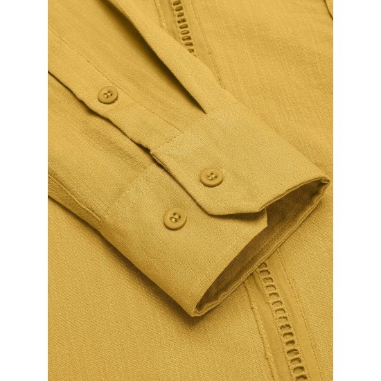 1pc Men'S Casual Crew Neck Long Sleeve Button Down Shirt - Solid Color Rayon/Viscose Blend, Non-Stretch Fabric, Woven Cuban Guayabera Beach Shirt for Spring/Fall, Plus Size 1pc Men'S Casual Crew Neck Long Sleeve Button Down Shirt - Solid Color Rayon/Viscose Blend, Non-Stretch Fabric, Woven Cuban Guayabera Beach Shirt for Spring/Fall, Plus Size