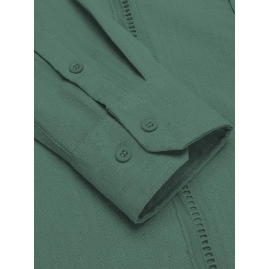1pc Men'S Casual Crew Neck Long Sleeve Button Down Shirt - Solid Color Rayon/Viscose Blend, Non-Stretch Fabric, Woven Cuban Guayabera Beach Shirt for Spring/Fall, Plus Size 1pc Men'S Casual Crew Neck Long Sleeve Button Down Shirt - Solid Color Rayon/Viscose Blend, Non-Stretch Fabric, Woven Cuban Guayabera Beach Shirt for Spring/Fall, Plus Size
