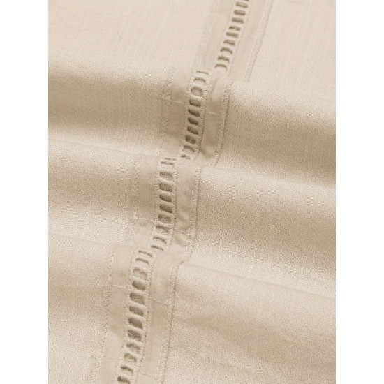 1pc Men'S Casual Crew Neck Long Sleeve Button Down Shirt - Solid Color Rayon/Viscose Blend, Non-Stretch Fabric, Woven Cuban Guayabera Beach Shirt for Spring/Fall, Plus Size 1pc Men'S Casual Crew Neck Long Sleeve Button Down Shirt - Solid Color Rayon/Viscose Blend, Non-Stretch Fabric, Woven Cuban Guayabera Beach Shirt for Spring/Fall, Plus Size