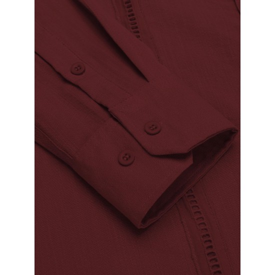 1pc Men'S Casual Crew Neck Long Sleeve Button Down Shirt - Solid Color Rayon/Viscose Blend, Non-Stretch Fabric, Woven Cuban Guayabera Beach Shirt for Spring/Fall, Plus Size 1pc Men'S Casual Crew Neck Long Sleeve Button Down Shirt - Solid Color Rayon/Viscose Blend, Non-Stretch Fabric, Woven Cuban Guayabera Beach Shirt for Spring/Fall, Plus Size