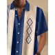 Plus Size Retro Bowling Geometric Graphic Print Short Sleeve Buttons Pocket Men's Shirt Plus Size Retro Bowling Geometric Graphic Print Short Sleeve Buttons Pocket Men's Shirt