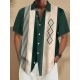 Plus Size Retro Bowling Geometric Graphic Print Short Sleeve Buttons Pocket Men's Shirt Plus Size Retro Bowling Geometric Graphic Print Short Sleeve Buttons Pocket Men's Shirt