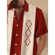 Plus Size Retro Bowling Geometric Graphic Print Short Sleeve Buttons Pocket Men's Shirt Plus Size Retro Bowling Geometric Graphic Print Short Sleeve Buttons Pocket Men's Shirt