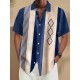 Plus Size Retro Bowling Geometric Graphic Print Short Sleeve Buttons Pocket Men's Shirt Plus Size Retro Bowling Geometric Graphic Print Short Sleeve Buttons Pocket Men's Shirt