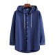 Men's Casual Hooded Shirt - Polyester, Button-Up, Solid Color, Perfect for Spring/Fall, PLUS SIZE Men's Casual Hooded Shirt - Polyester, Button-Up, Solid Color, Perfect for Spring/Fall, PLUS SIZE
