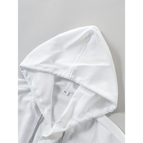 Men's Casual Hooded Shirt - Polyester, Button-Up, Solid Color, Perfect for Spring/Fall, PLUS SIZE Men's Casual Hooded Shirt - Polyester, Button-Up, Solid Color, Perfect for Spring/Fall, PLUS SIZE
