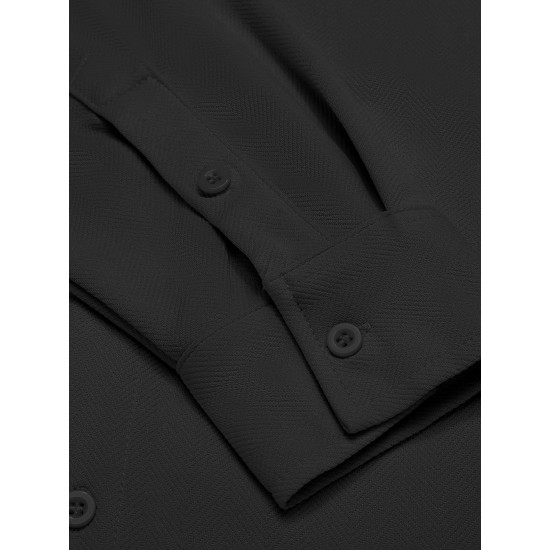 Men'S Long Sleeve Casual Button-Down Shirt - Solid Color, Non-Stretch Knit Fabric, Regular Fit, Wrinkle Free Polyester Shirt for Adult Men - Spring/Fall Basics with Button Details, Plus Size Men'S Long Sleeve Casual Button-Down Shirt - Solid Color, Non-Stretch Knit Fabric, Regular Fit, Wrinkle Free Polyester Shirt for Adult Men - Spring/Fall Basics with Button Details, Plus Size