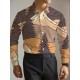 1pc Boho Style Men'S Plus Size Casual Button-Down Shirt with Pockets, Polyester Printed Fabric, Regular Fit, Non-Stretch, Spring/Autumn Collection 1pc Boho Style Men'S Plus Size Casual Button-Down Shirt with Pockets, Polyester Printed Fabric, Regular Fit, Non-Stretch, Spring/Autumn Collection