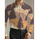 1pc Boho Style Men'S Plus Size Casual Button-Down Shirt with Pockets, Polyester Printed Fabric, Regular Fit, Non-Stretch, Spring/Autumn Collection 1pc Boho Style Men'S Plus Size Casual Button-Down Shirt with Pockets, Polyester Printed Fabric, Regular Fit, Non-Stretch, Spring/Autumn Collection