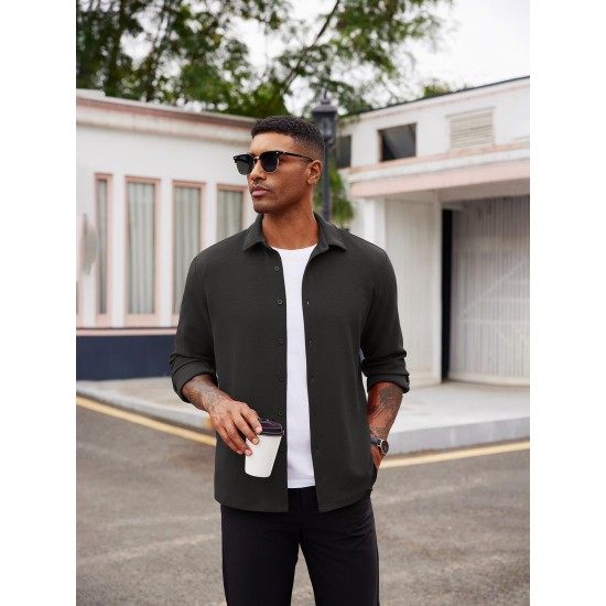 Men'S Overshirt Shacket Jacket Mens Textured Button Down Long Sleeve Shirts Fashion Jacket, Plus Size Men'S Overshirt Shacket Jacket Mens Textured Button Down Long Sleeve Shirts Fashion Jacket, Plus Size