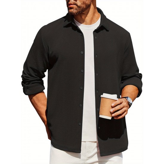 Men'S Overshirt Shacket Jacket Mens Textured Button Down Long Sleeve Shirts Fashion Jacket, Plus Size Men'S Overshirt Shacket Jacket Mens Textured Button Down Long Sleeve Shirts Fashion Jacket, Plus Size