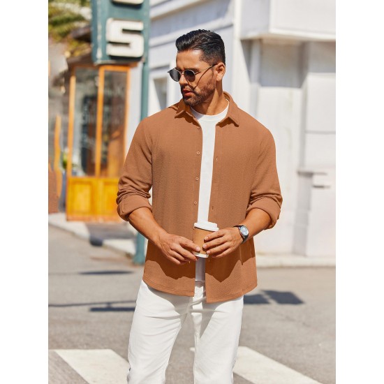 Men'S Overshirt Shacket Jacket Mens Textured Button Down Long Sleeve Shirts Fashion Jacket, Plus Size Men'S Overshirt Shacket Jacket Mens Textured Button Down Long Sleeve Shirts Fashion Jacket, Plus Size