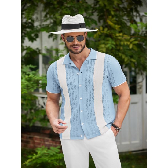 1pc Men'S Casual Knit Polo Shirt - Polyester Short Sleeve Lapel Collar, Slight Stretch Solid Color, Button Down Beach Top for Spring/Summer/Fall, Plus Size 1pc Men'S Casual Knit Polo Shirt - Polyester Short Sleeve Lapel Collar, Slight Stretch Solid Color, Button Down Beach Top for Spring/Summer/Fall, Plus Size