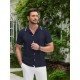 1pc Men'S Casual Knit Polo Shirt - Polyester Short Sleeve Lapel Collar, Slight Stretch Solid Color, Button Down Beach Top for Spring/Summer/Fall, Plus Size 1pc Men'S Casual Knit Polo Shirt - Polyester Short Sleeve Lapel Collar, Slight Stretch Solid Color, Button Down Beach Top for Spring/Summer/Fall, Plus Size
