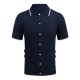 1pc Men'S Casual Knit Polo Shirt - Polyester Short Sleeve Lapel Collar, Slight Stretch Solid Color, Button Down Beach Top for Spring/Summer/Fall, Plus Size 1pc Men'S Casual Knit Polo Shirt - Polyester Short Sleeve Lapel Collar, Slight Stretch Solid Color, Button Down Beach Top for Spring/Summer/Fall, Plus Size