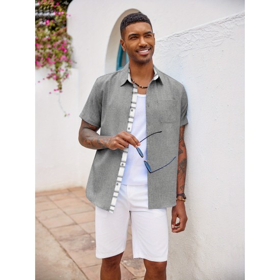 Men's Short Sleeve Casual Shirts Summer Beach Shirts Button Down Shirts Vacation Wedding Shirts with Pocket Men's Short Sleeve Casual Shirts Summer Beach Shirts Button Down Shirts Vacation Wedding Shirts with Pocket