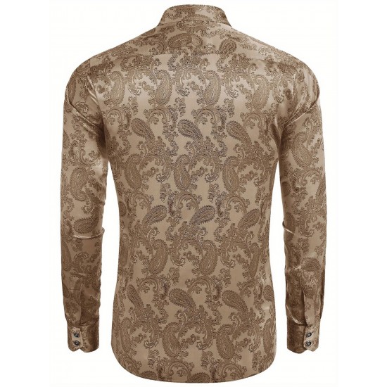 Men's Long Sleeve Paisley Button Down Shirts Floral Print Shirt For Wedding Party Prom Men's Long Sleeve Paisley Button Down Shirts Floral Print Shirt For Wedding Party Prom