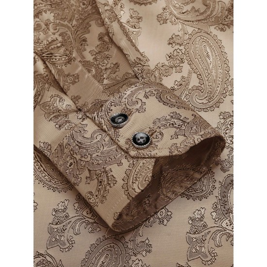 Men's Long Sleeve Paisley Button Down Shirts Floral Print Shirt For Wedding Party Prom Men's Long Sleeve Paisley Button Down Shirts Floral Print Shirt For Wedding Party Prom