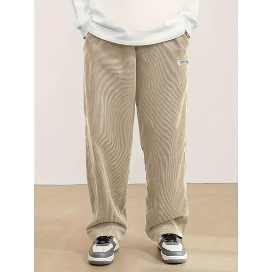 Men's Casual Loose Fit Corduroy Sweatpants, Lightweight Comfy Pants For Sport And Casual Wear, Outdoor Cloth Men's Casual Loose Fit Corduroy Sweatpants, Lightweight Comfy Pants For Sport And Casual Wear, Outdoor Cloth