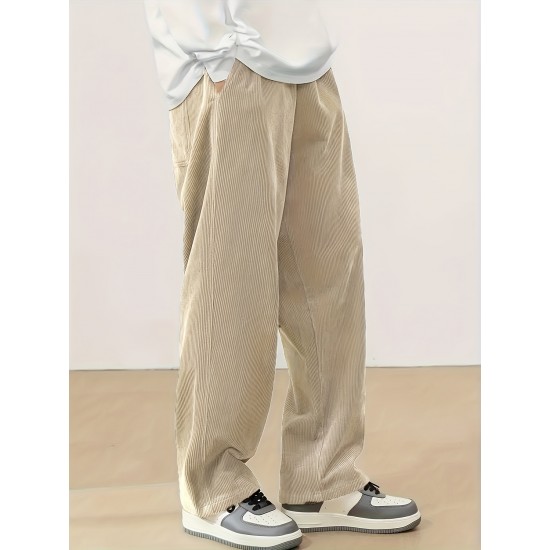 Men's Casual Loose Fit Corduroy Sweatpants, Lightweight Comfy Pants For Sport And Casual Wear, Outdoor Cloth Men's Casual Loose Fit Corduroy Sweatpants, Lightweight Comfy Pants For Sport And Casual Wear, Outdoor Cloth