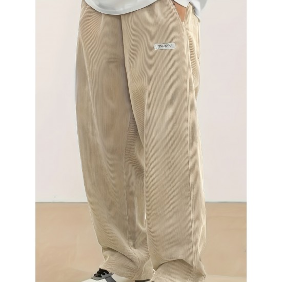 Men's Casual Loose Fit Corduroy Sweatpants, Lightweight Comfy Pants For Sport And Casual Wear, Outdoor Cloth Men's Casual Loose Fit Corduroy Sweatpants, Lightweight Comfy Pants For Sport And Casual Wear, Outdoor Cloth