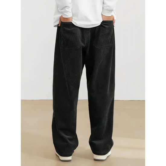 Men's Casual Loose Fit Corduroy Sweatpants, Lightweight Comfy Pants For Sport And Casual Wear, Outdoor Cloth Men's Casual Loose Fit Corduroy Sweatpants, Lightweight Comfy Pants For Sport And Casual Wear, Outdoor Cloth