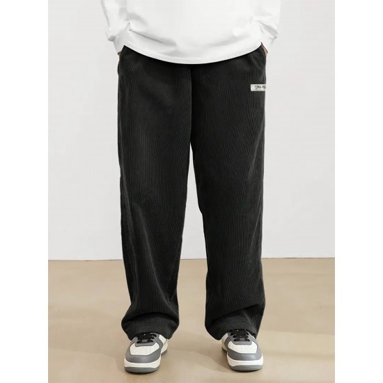 Men's Casual Loose Fit Corduroy Sweatpants, Lightweight Comfy Pants For Sport And Casual Wear, Outdoor Cloth Men's Casual Loose Fit Corduroy Sweatpants, Lightweight Comfy Pants For Sport And Casual Wear, Outdoor Cloth