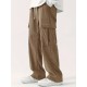 Men's Casual Cargo Pants with Drawstring Waist - Stretch Corduroy, Flap Pockets for Outdoor & Work Men's Casual Cargo Pants with Drawstring Waist - Stretch Corduroy, Flap Pockets for Outdoor & Work