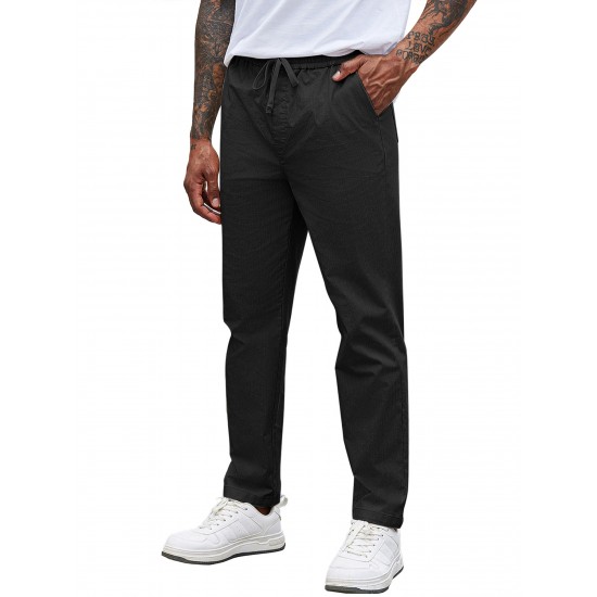 Men'S Cotton Blend Jogger Pants, Casual Drawstring Trousers, Skinny Fit, with Pockets, Slight Stretch, for All-Season Wear, Weekend Casual Style Men'S Cotton Blend Jogger Pants, Casual Drawstring Trousers, Skinny Fit, with Pockets, Slight Stretch, for All-Season Wear, Weekend Casual Style