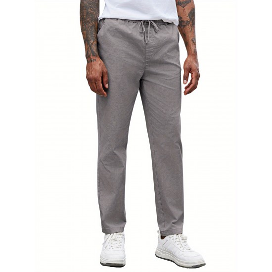 Men'S Cotton Blend Jogger Pants, Casual Drawstring Trousers, Skinny Fit, with Pockets, Slight Stretch, for All-Season Wear, Weekend Casual Style Men'S Cotton Blend Jogger Pants, Casual Drawstring Trousers, Skinny Fit, with Pockets, Slight Stretch, for All-Season Wear, Weekend Casual Style