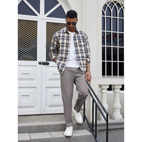 Men'S Cotton Blend Jogger Pants, Casual Drawstring Trousers, Skinny Fit, with Pockets, Slight Stretch, for All-Season Wear, Weekend Casual Style Men'S Cotton Blend Jogger Pants, Casual Drawstring Trousers, Skinny Fit, with Pockets, Slight Stretch, for All-Season Wear, Weekend Casual Style