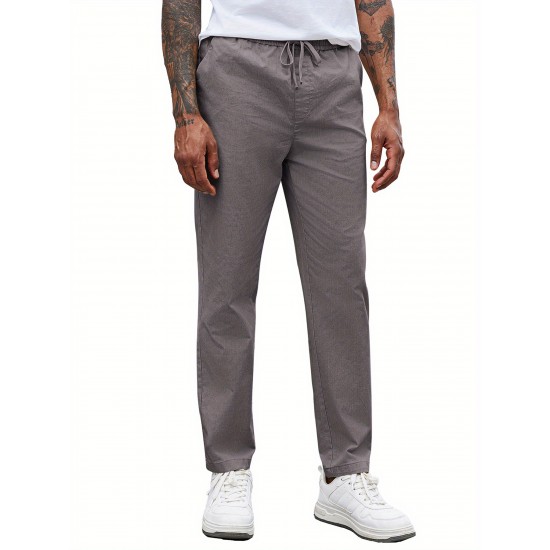 Men'S Cotton Blend Jogger Pants, Casual Drawstring Trousers, Skinny Fit, with Pockets, Slight Stretch, for All-Season Wear, Weekend Casual Style Men'S Cotton Blend Jogger Pants, Casual Drawstring Trousers, Skinny Fit, with Pockets, Slight Stretch, for All-Season Wear, Weekend Casual Style