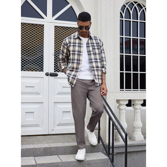 Men'S Cotton Blend Jogger Pants, Casual Drawstring Trousers, Skinny Fit, with Pockets, Slight Stretch, for All-Season Wear, Weekend Casual Style Men'S Cotton Blend Jogger Pants, Casual Drawstring Trousers, Skinny Fit, with Pockets, Slight Stretch, for All-Season Wear, Weekend Casual Style