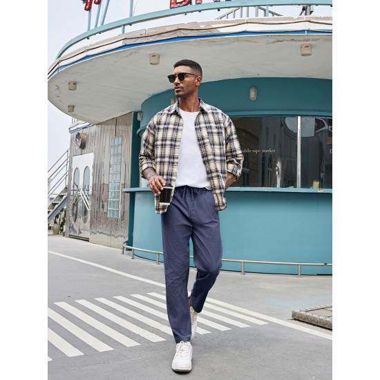 Men'S Cotton Blend Jogger Pants, Casual Drawstring Trousers, Skinny Fit, with Pockets, Slight Stretch, for All-Season Wear, Weekend Casual Style Men'S Cotton Blend Jogger Pants, Casual Drawstring Trousers, Skinny Fit, with Pockets, Slight Stretch, for All-Season Wear, Weekend Casual Style