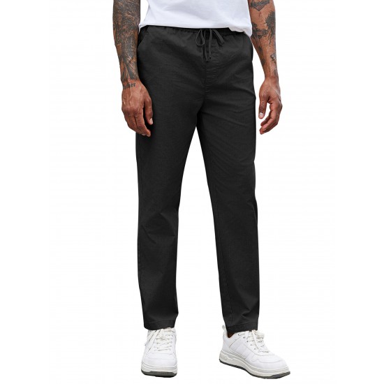 Men'S Cotton Blend Jogger Pants, Casual Drawstring Trousers, Skinny Fit, with Pockets, Slight Stretch, for All-Season Wear, Weekend Casual Style Men'S Cotton Blend Jogger Pants, Casual Drawstring Trousers, Skinny Fit, with Pockets, Slight Stretch, for All-Season Wear, Weekend Casual Style