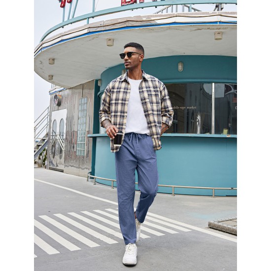Men'S Cotton Blend Jogger Pants, Casual Drawstring Trousers, Skinny Fit, with Pockets, Slight Stretch, for All-Season Wear, Weekend Casual Style Men'S Cotton Blend Jogger Pants, Casual Drawstring Trousers, Skinny Fit, with Pockets, Slight Stretch, for All-Season Wear, Weekend Casual Style