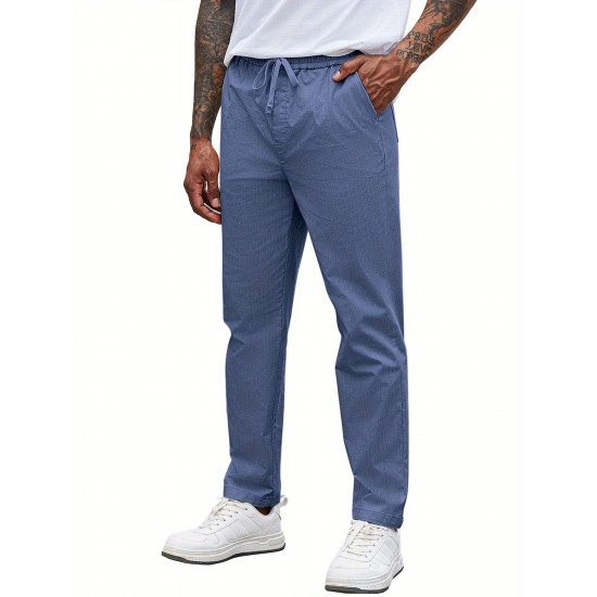Men'S Cotton Blend Jogger Pants, Casual Drawstring Trousers, Skinny Fit, with Pockets, Slight Stretch, for All-Season Wear, Weekend Casual Style Men'S Cotton Blend Jogger Pants, Casual Drawstring Trousers, Skinny Fit, with Pockets, Slight Stretch, for All-Season Wear, Weekend Casual Style