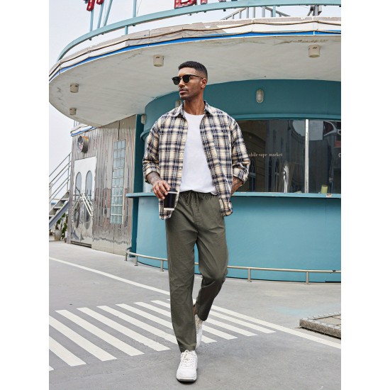 Men'S Cotton Blend Jogger Pants, Casual Drawstring Trousers, Skinny Fit, with Pockets, Slight Stretch, for All-Season Wear, Weekend Casual Style Men'S Cotton Blend Jogger Pants, Casual Drawstring Trousers, Skinny Fit, with Pockets, Slight Stretch, for All-Season Wear, Weekend Casual Style
