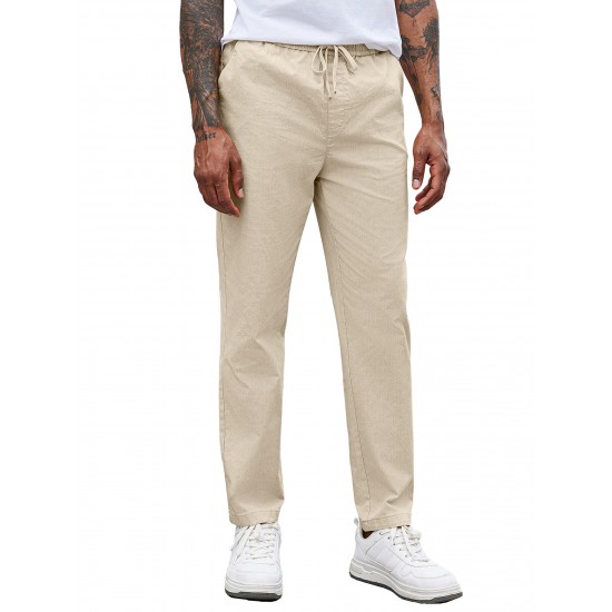 Men'S Cotton Blend Jogger Pants, Casual Drawstring Trousers, Skinny Fit, with Pockets, Slight Stretch, for All-Season Wear, Weekend Casual Style Men'S Cotton Blend Jogger Pants, Casual Drawstring Trousers, Skinny Fit, with Pockets, Slight Stretch, for All-Season Wear, Weekend Casual Style