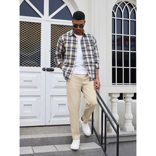 Men'S Cotton Blend Jogger Pants, Casual Drawstring Trousers, Skinny Fit, with Pockets, Slight Stretch, for All-Season Wear, Weekend Casual Style Men'S Cotton Blend Jogger Pants, Casual Drawstring Trousers, Skinny Fit, with Pockets, Slight Stretch, for All-Season Wear, Weekend Casual Style