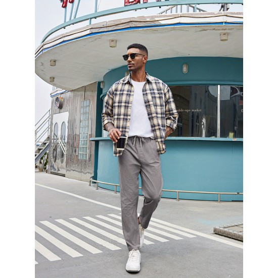 Men'S Cotton Blend Jogger Pants, Casual Drawstring Trousers, Skinny Fit, with Pockets, Slight Stretch, for All-Season Wear, Weekend Casual Style Men'S Cotton Blend Jogger Pants, Casual Drawstring Trousers, Skinny Fit, with Pockets, Slight Stretch, for All-Season Wear, Weekend Casual Style