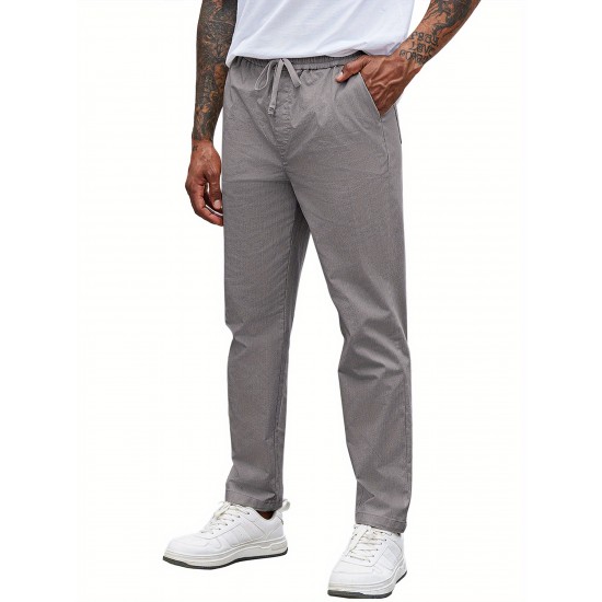 Men'S Cotton Blend Jogger Pants, Casual Drawstring Trousers, Skinny Fit, with Pockets, Slight Stretch, for All-Season Wear, Weekend Casual Style Men'S Cotton Blend Jogger Pants, Casual Drawstring Trousers, Skinny Fit, with Pockets, Slight Stretch, for All-Season Wear, Weekend Casual Style