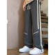 Men's Ice Silk Cool Quality Casual Pants With Elastic Waist, Trendy Versatile Striped Trousers Men's Ice Silk Cool Quality Casual Pants With Elastic Waist, Trendy Versatile Striped Trousers