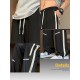 Men's Ice Silk Cool Quality Casual Pants With Elastic Waist, Trendy Versatile Striped Trousers Men's Ice Silk Cool Quality Casual Pants With Elastic Waist, Trendy Versatile Striped Trousers